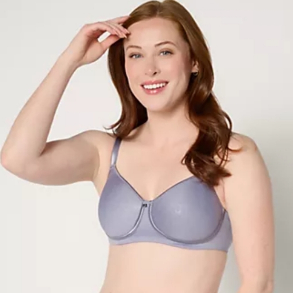 Breezies Heather Blue Featherlite Breathe Wirefree T-Shirt Bra Size 38DDD